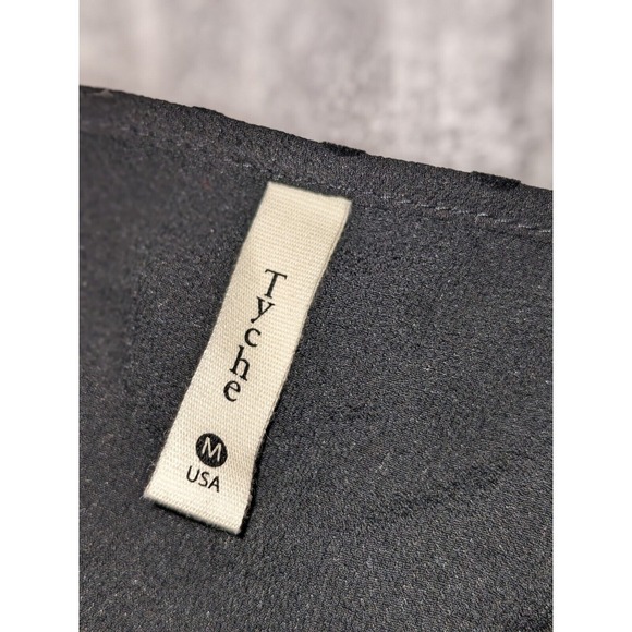 Tyche Black‎ Polka Dot Blouse Bell Sleeve V Neck Elegant Lightweight Top Size M - Picture 4 of 8